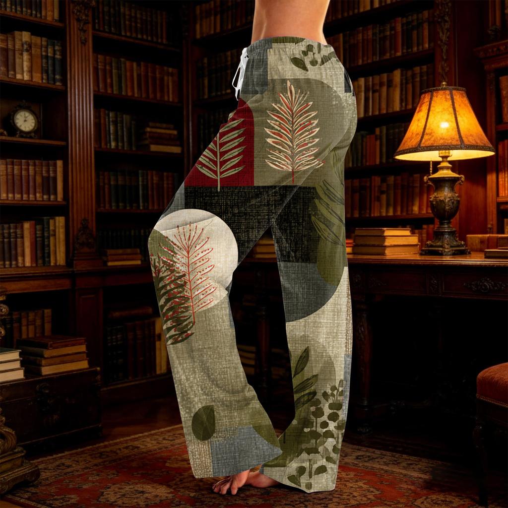 Women's Casual, Fashionable, Retro-print Loose-fitting Loungewear Pajamas