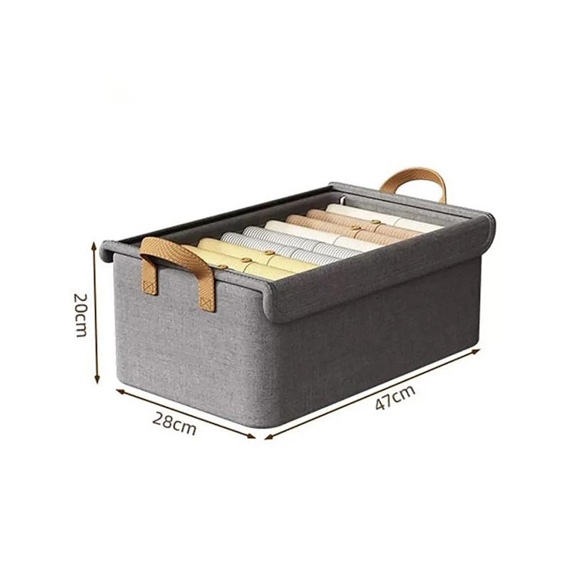 1Pc Cationic Steel Frame Folding Storage Box Clothes Trousers Home Multi-functional Compartment Drawer Wardrobe Storage Box