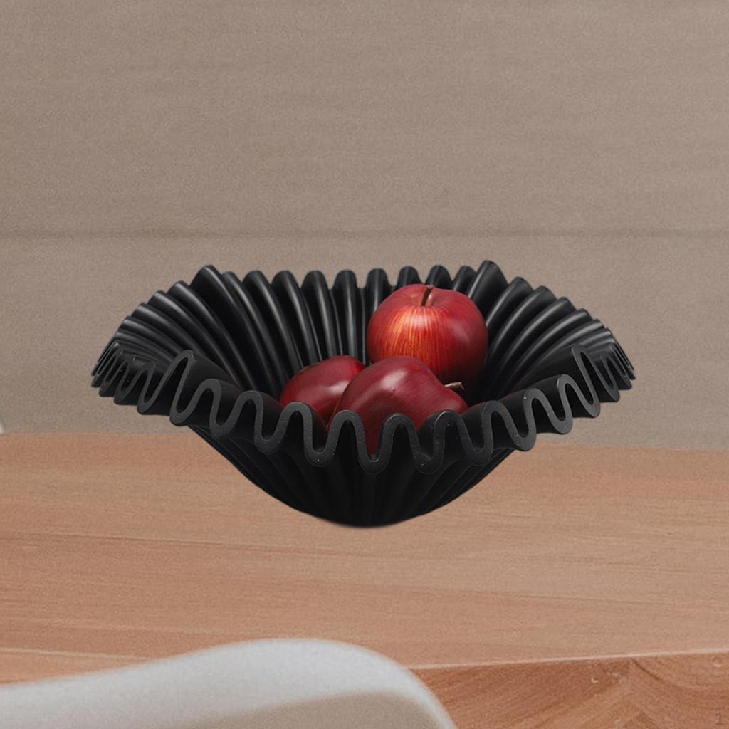 Decorative Fruit Bowl Organizer Table Centerpiece Resin Storage Serving Tray Black