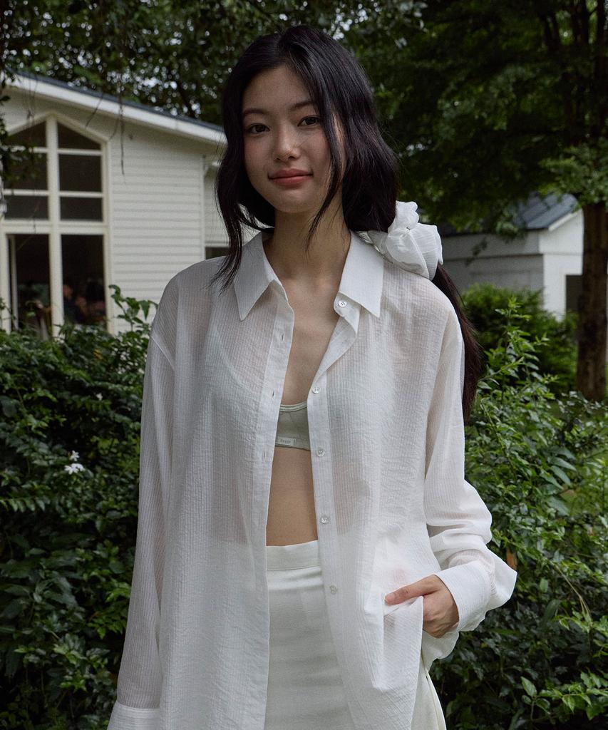 MOOD INSIDE WOMAN (Woman) [Scrunchie Set] Tencel St Sheer Shirt_Pink