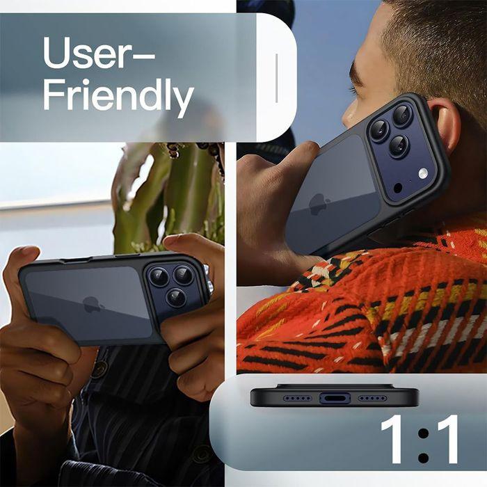 Coque + 2 Verres Trempés pour iPhone 18 Pro Max, Antichoc Transparent avec Bordure Silicone Noir