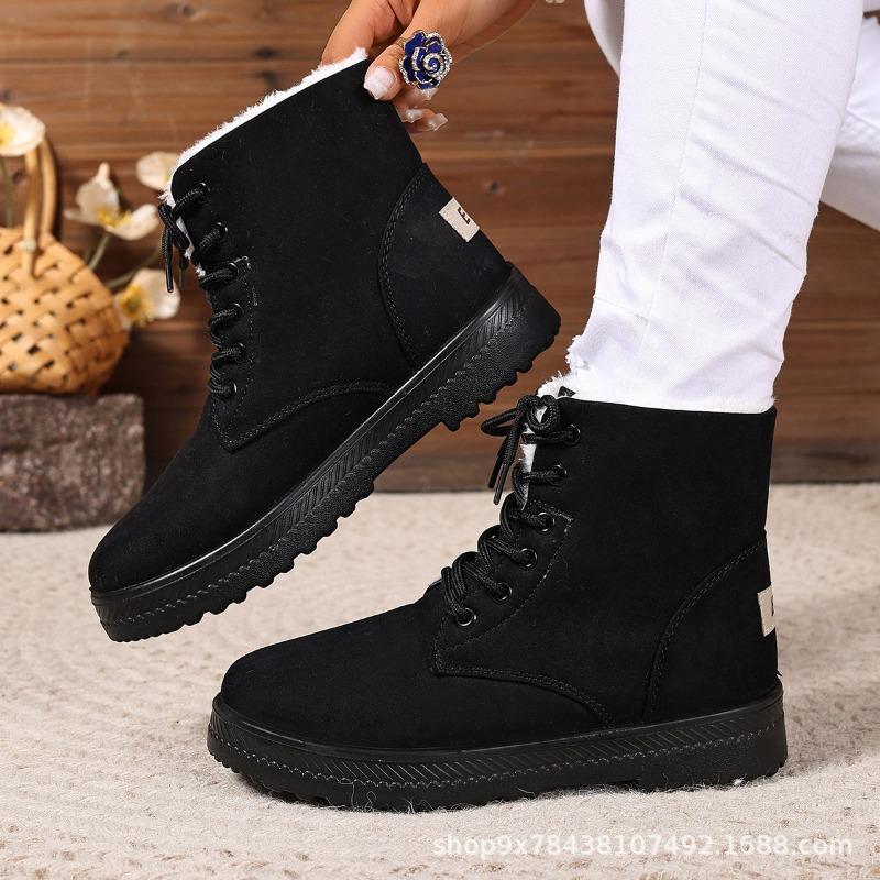 Winter comfortable versatile snow boots women's thermal short boots flat heel soft sole women's cotton shoes