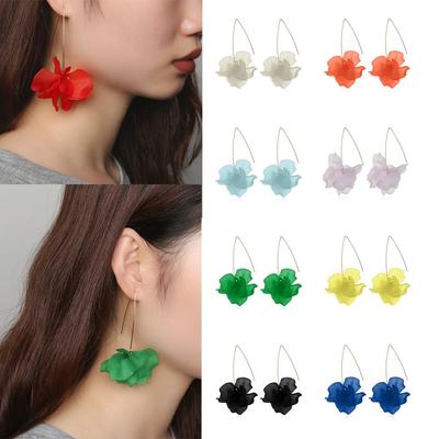 Multicolored Fashion Resin Flower Long Earrings 2019 New Designs Bohemia Handmade Petal Dangle Earrings For Women Gift