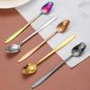 New Stainless Steel Long Handle Teaspoon Rose Small Mixing Spoon Tea Coffee Spoons For Dessert Honey Salad