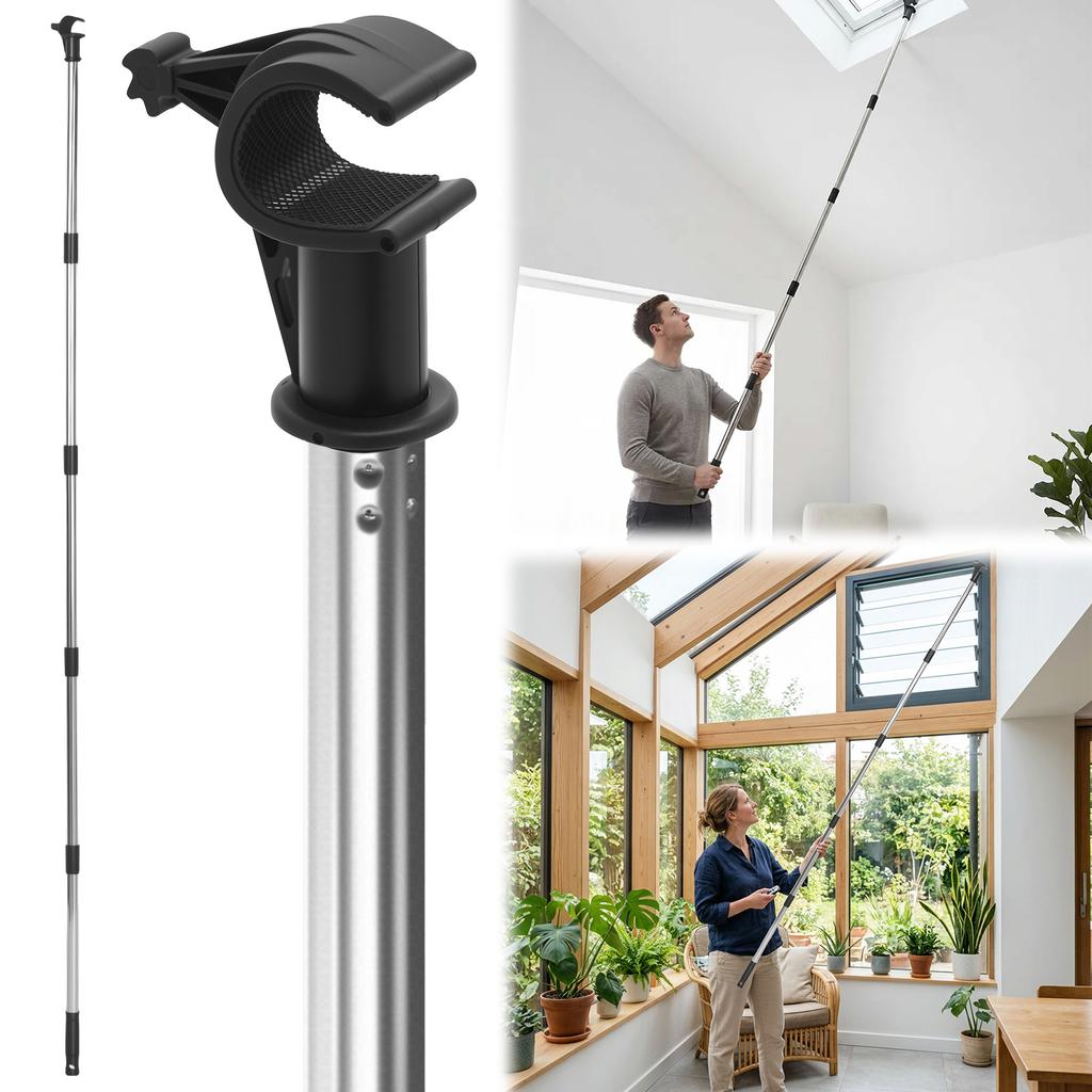 78.7In Window Pole Opener Stainless Steel Sectional Skylight Pole Opener Modular Window Pole Openers for Loft Hatches & Blinds