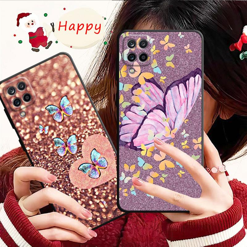 Shell For Samsung Galaxy A70 A70s A50 A30s A04s A20s A20e A02 A02s A03 A42 M52 M31 M04 Case Bling Aesthetic Butterfly Rose Art