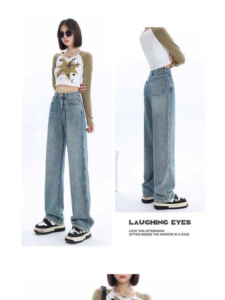Women's Fleece-Lined High-Waisted Wide-Leg Slimming Jeans - Autumn/Winter 2024