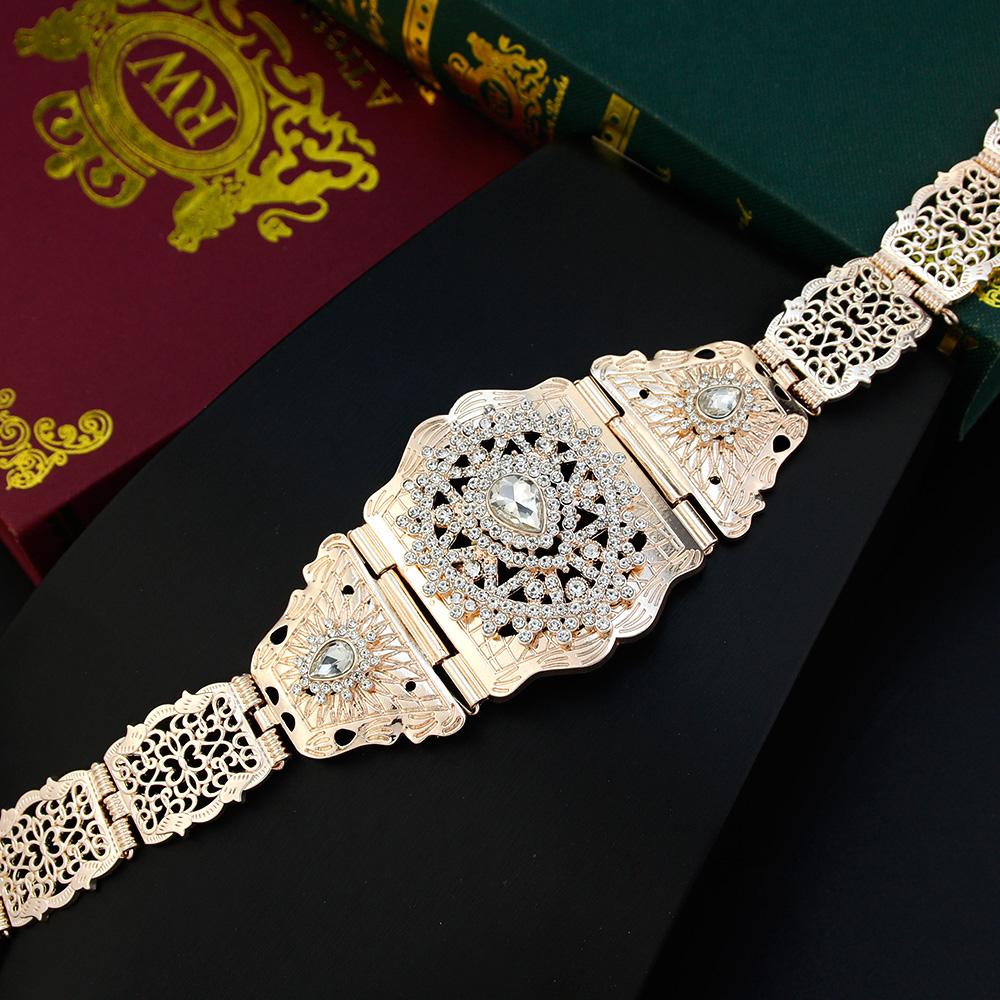 Gold Color Women Waist Chain Belt Bride Jewelry Crystal Body Chain Belt Wedding Jewelry