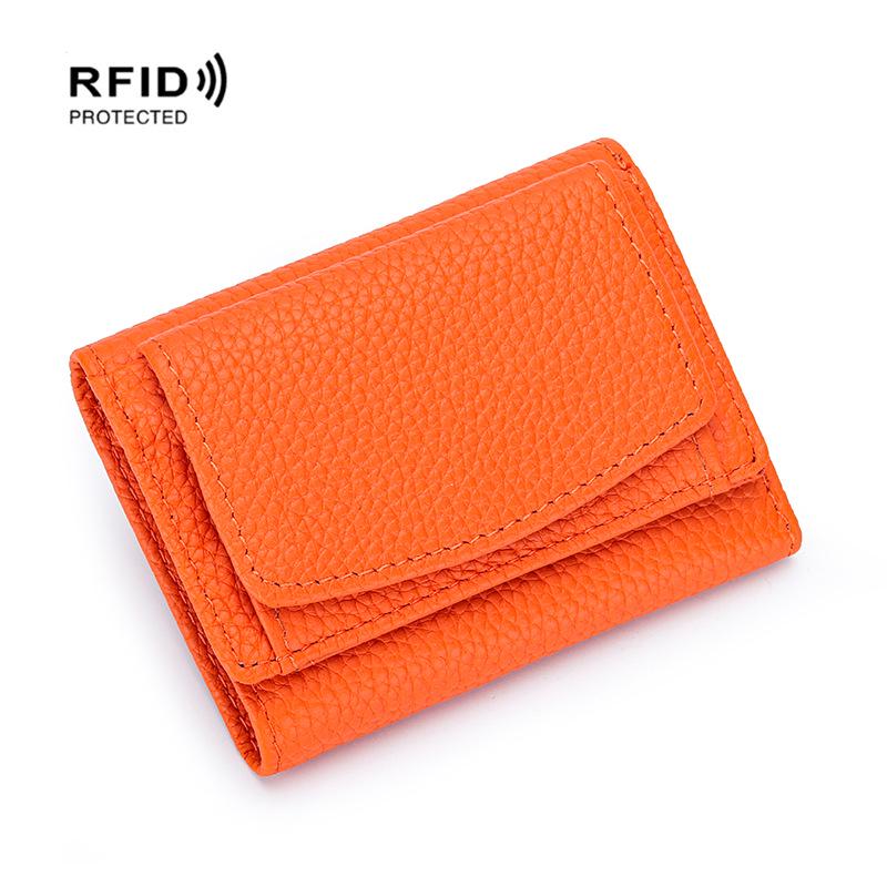 Kompaktowy portfel trójdzielny w stylu japońsko-koreańskim z prawdziwej skóry