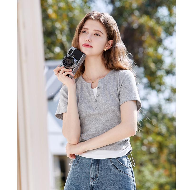 Betu Women's Color-Block Drawstring Slim-Fit Short Sleeve T-Shirt