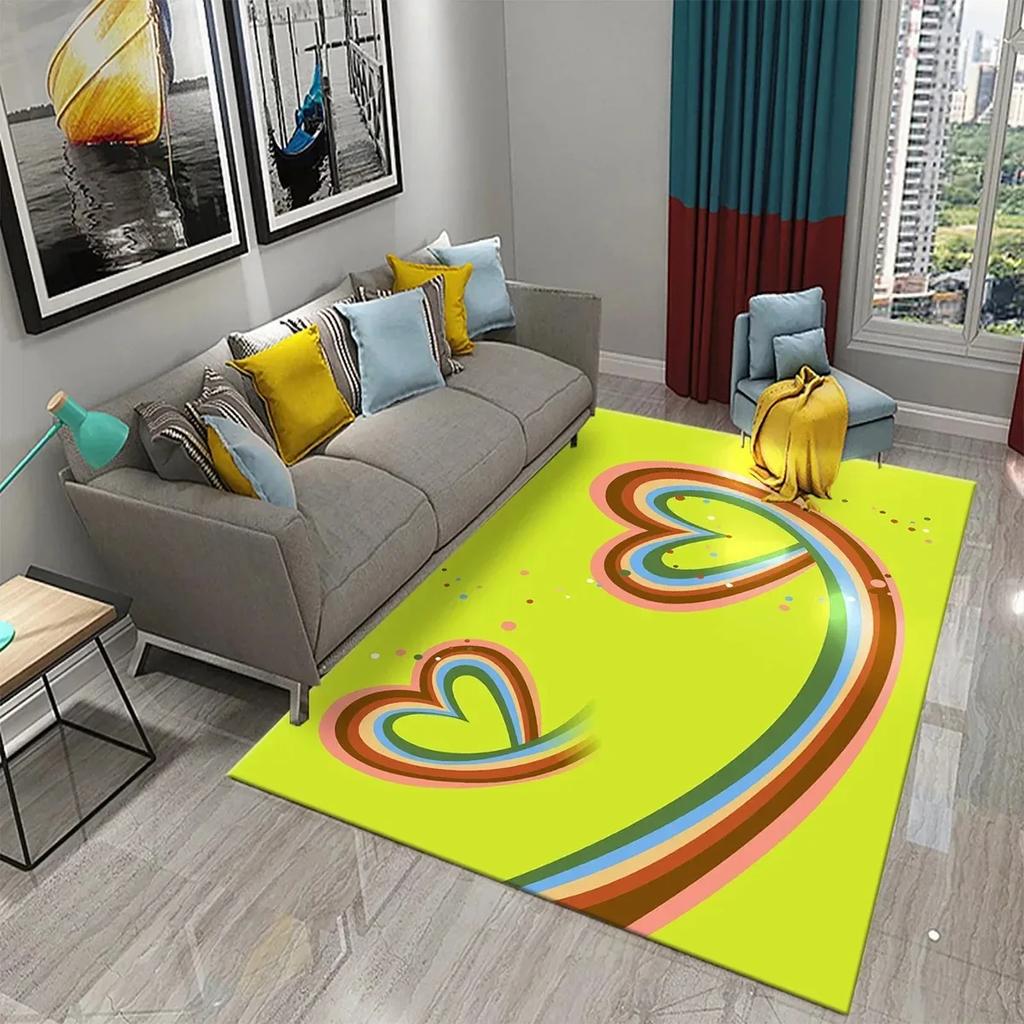 3D Buntes Herz Liebe Muster Teppich Badezimmer Anti-Rutsch Bodenmatte Teppich Teppich Wohnzimmer Schlafzimmer Eingang Fußmatte Dekor