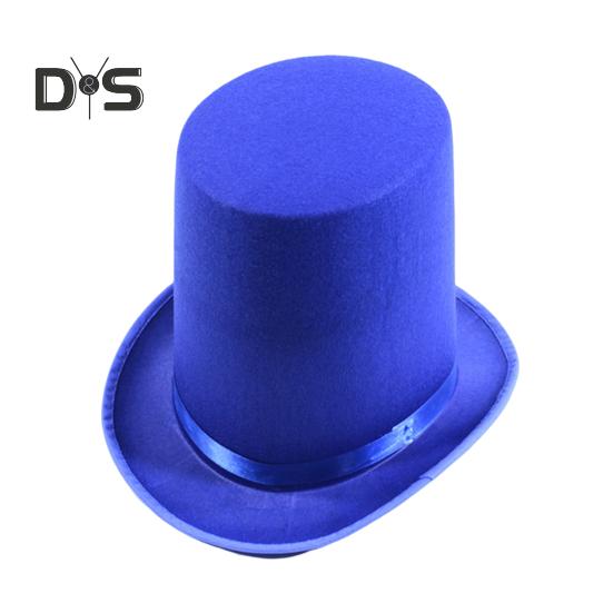 

Высокая шляпа фокусника, высокая шляпа британского черного джазового цилиндра, мужская и женская шляпа придворного джентльмена, плоская фетровая шляпа для выступлений, ролевых игр, Рождества синий