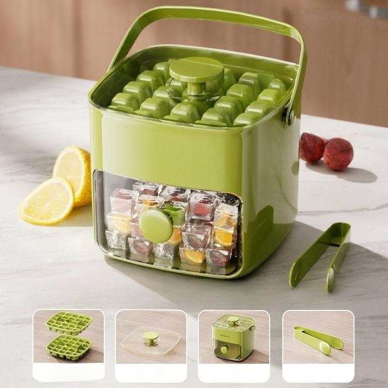 

1Pc Press Ice Grid Ice Cube Mould Ice Box Frozen Ice Hockey Artifact Abrasives Large Capacity Ice Storage Household зелений