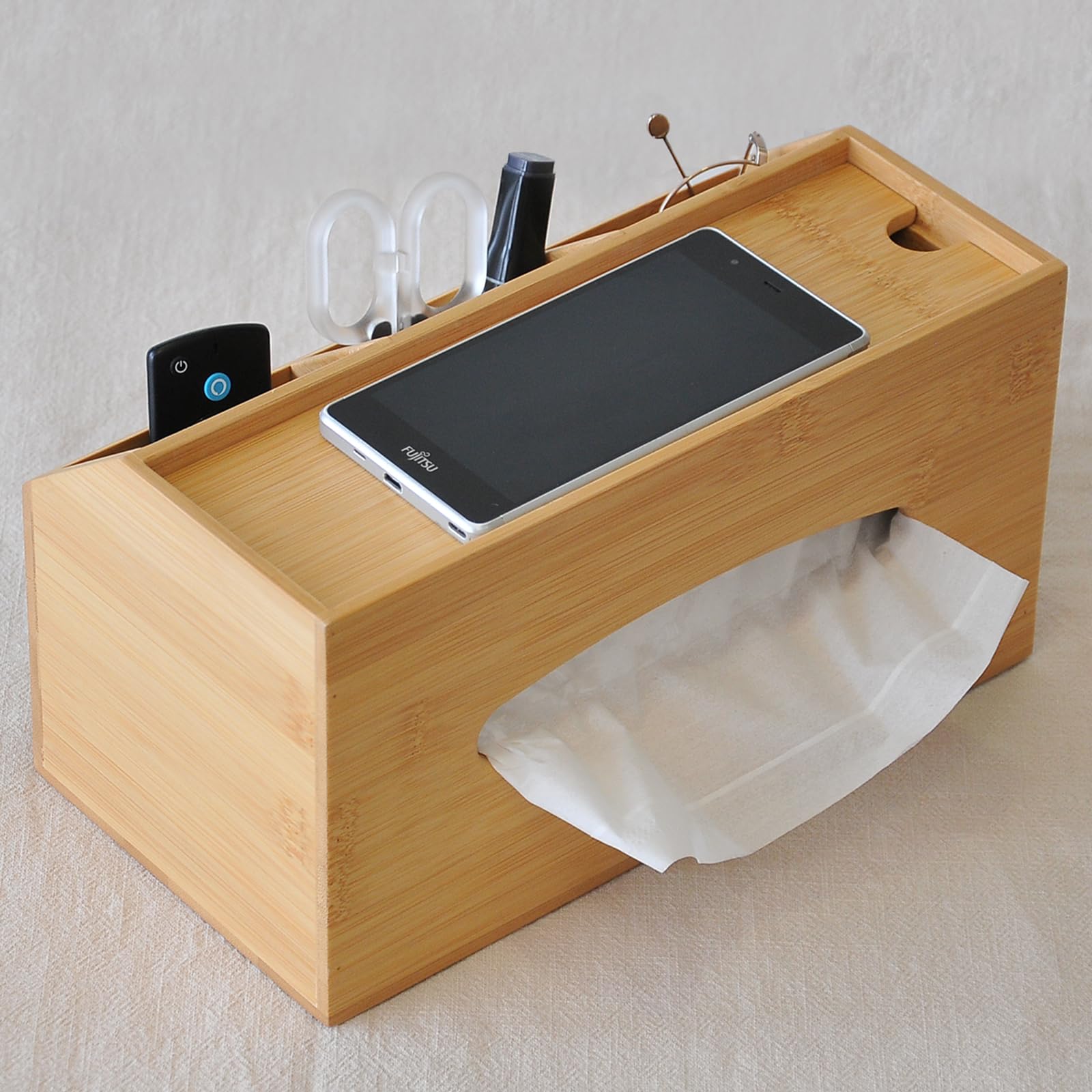 

TAKEMI Modern Rectangular Bamboo Tissue Case with Storage Stylish Tissue [FSC Certified] Box, Box, SDG-Supporting, Plastic-Free, Sustainable,