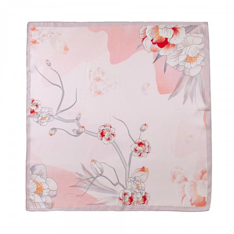 100% Mulberry Silk Square Scarf 53x53cm Floral Print Neckerchief Women