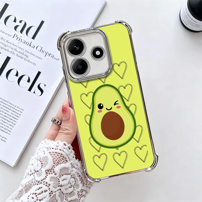 

Cartoon Cute Avocado Plating Phone Case For Xiaomi Redmi Note 14 15 Pro Plus 13 12 11 11S 11T 10 9S 9 5G Anti-Fall Airabag Cover Redmi Note 14 5G