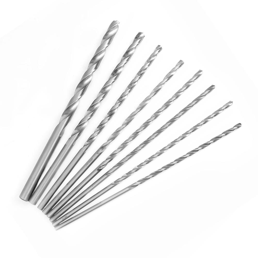 8 Pcs 200mm Length Twist Drill Bit Set Straight Shank HSS Drill Bit  For Wood, Plastic and Aluminum