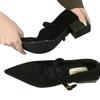 Fashion Pointed Single Shoe Women's Spring New Style French Thick Heel Shallow Mouth Shoes Elegant Low Heel Women's Shoes