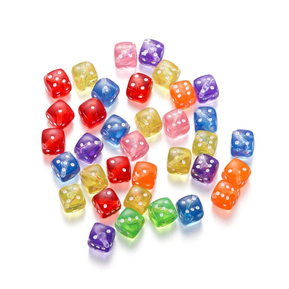 30Pcs/Lot 8mm Acrylic Dice Beads Square Shape Spaced Loose Beads for DIY Bracelet Necklace Charms Jewelry Making Accessories