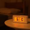 Fuji Boeki Table Clock, Radio-Controlled Digital Alarm Clock, Flip-Style, Snooze Alarm, Backlight, Retro Pop White 60694