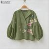 ZANZEA Women Casual V-Neck Loose Long Sleeve Floral Blouse