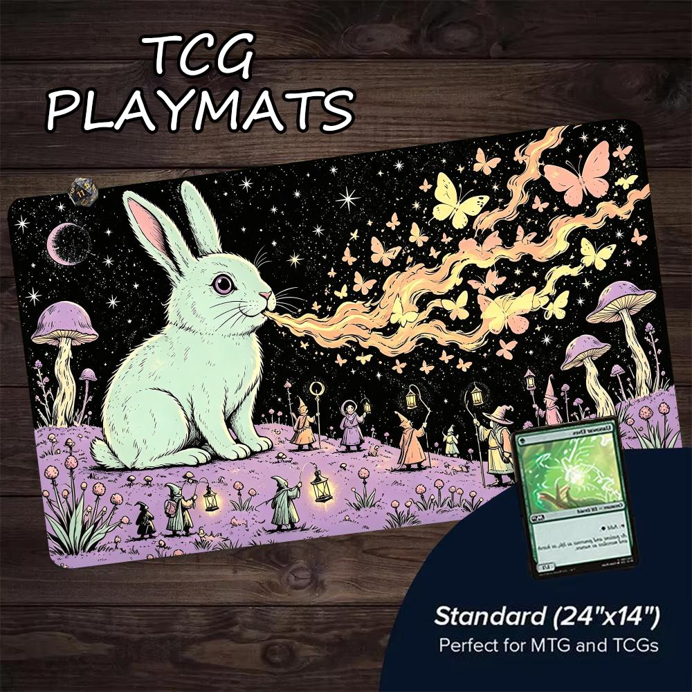 Giant Magic Rabbit MTG&TCG Tabletop Game Mat Magic Party Playmat Durable Rubber for Games 35X60cm Mouse Pad PC Offices Desk Mats