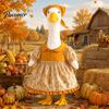 Feiertags-Gans-Outfit-Set Thanksgiving-Veranda-Outfit, Herbstkleid mit Kopftuch Stilvolle Outdoor-Kleidung für 23-Zoll-Statue, Garten-Hof-Dekoration