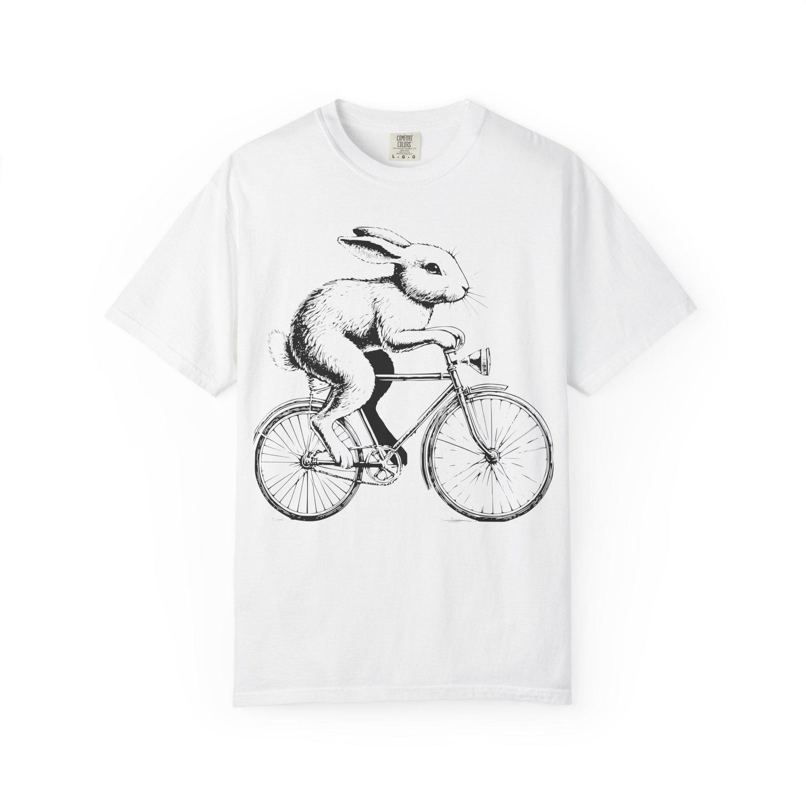 Rabbit Bicycle T-Shirt: Whimsical Vintage Style, Animal Lover Gift S