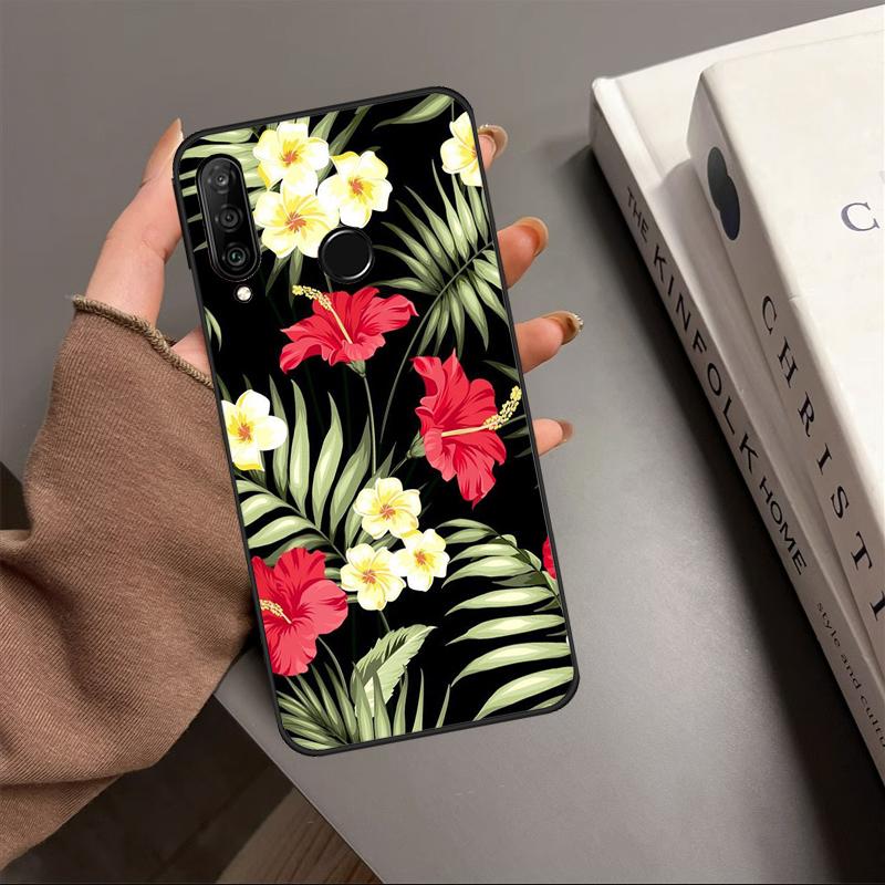 Hibiscus Flowers Floral Hybrid For Huawei P20 P40 Lite P60 P30 Pro Nova 5T 9 10 SE 12s 12i 11i Y90 Y70 Y60 Y61 Y91 Y72 Case