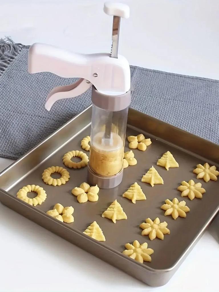 1 zestaw - Prasa do ciastek - idealna do wypiekania małych ciasteczek - zawiera plastikowe prasy i akcesoria - podstawowe narzędzia kuchenne