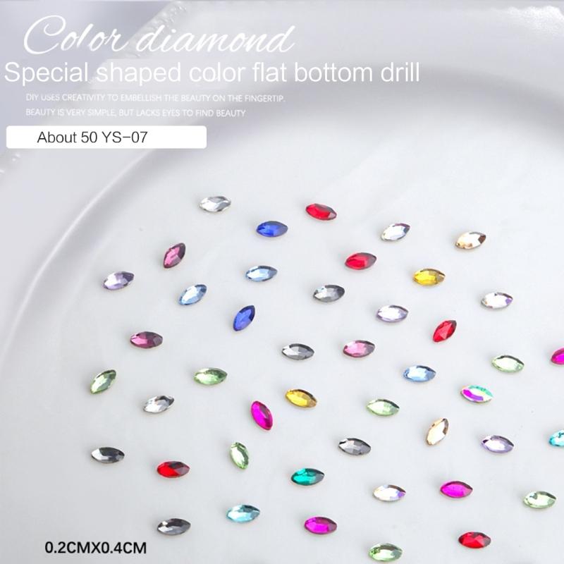 50PCS Rhinestones Nail Decorations Colorful Rhinestones Nail Art Charms Irregular Nail Art Decorations for Nail Design