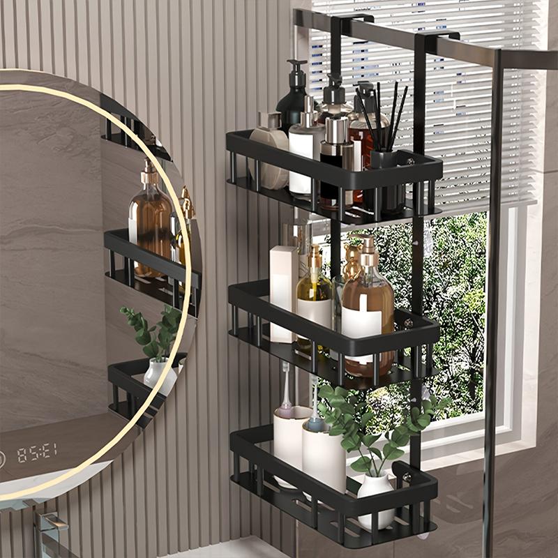 1PC Carbon Steel Thick Storage Hanging Basket Bathroom Shelf Behind The Door Shelf Tidy Multi Layer Bathroom Two/Three Layers