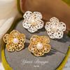18K Gold-Plated Zircon Flower Pearl Ear Cuff - Elegant and Stylish Light Luxury Earrings