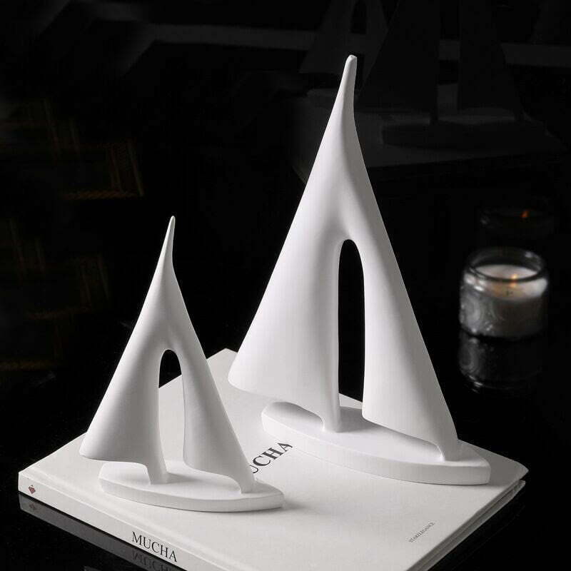 Ship Decorative Figurine White Large 28cm - Sailboat, Boat, Yacht