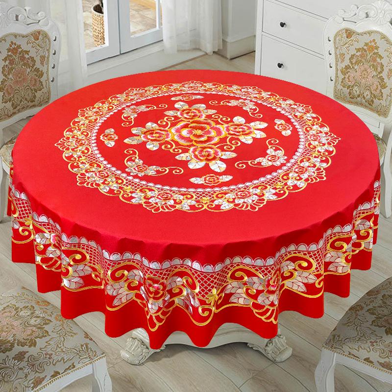 

Скатерть из ПВХ класса люкс высшего качества: Водонепроницаемый, маслостойкий и устойчивый к ожогам, новый китайский стиль для круглых столов As specified