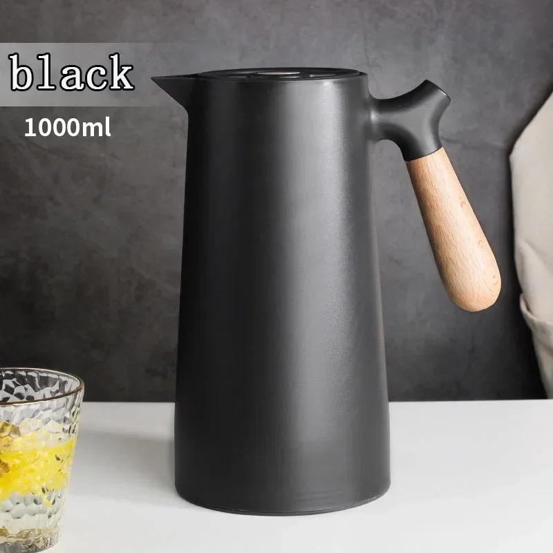 1L European Style Insulated Kettle Household Hot Water Bottle Insulated Bottle Wooden Handle Large Capacity Warm Water Kettle