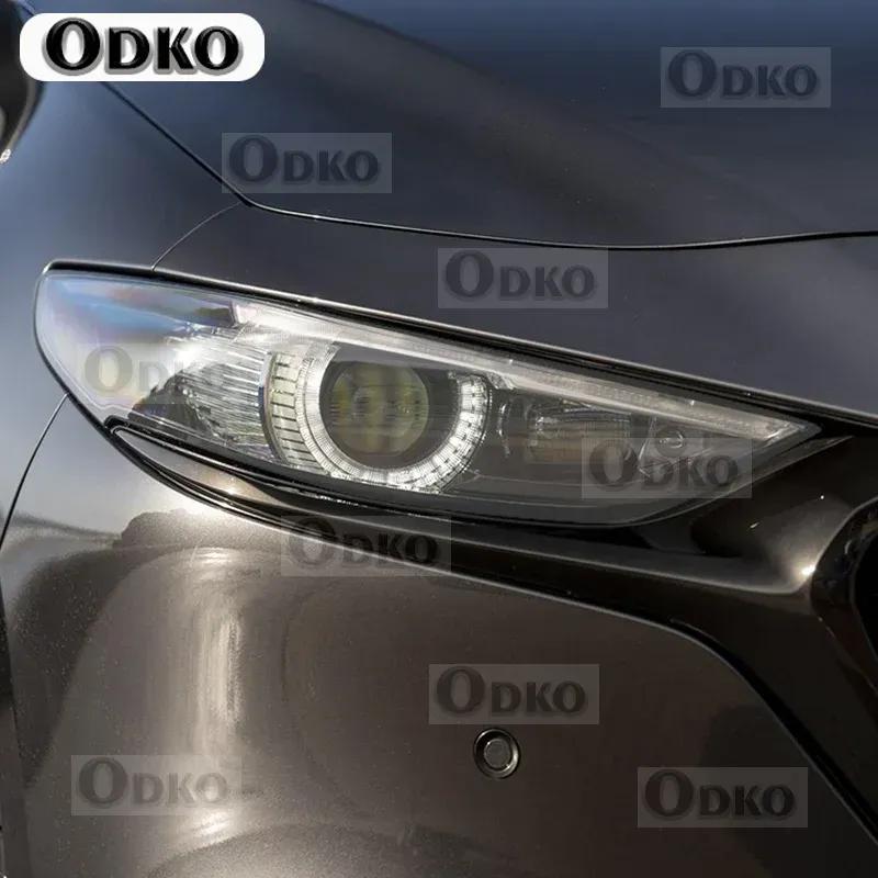 2Pcs Car Headlight Protective Film Front Light Transparent Smoked Black TPU Sticker For Mazda 3 BP    Accessories