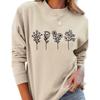 Womens Fall Winter 4 Floral Print Casual Long Sleeve Hoodie