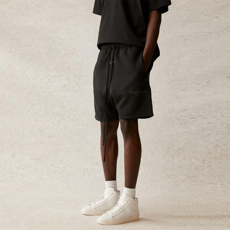 Fear of God Essentials SS21 Sweatshorts with Letter Print Unisex Bottoms Stretch-Limo Black FOG-SS21-565