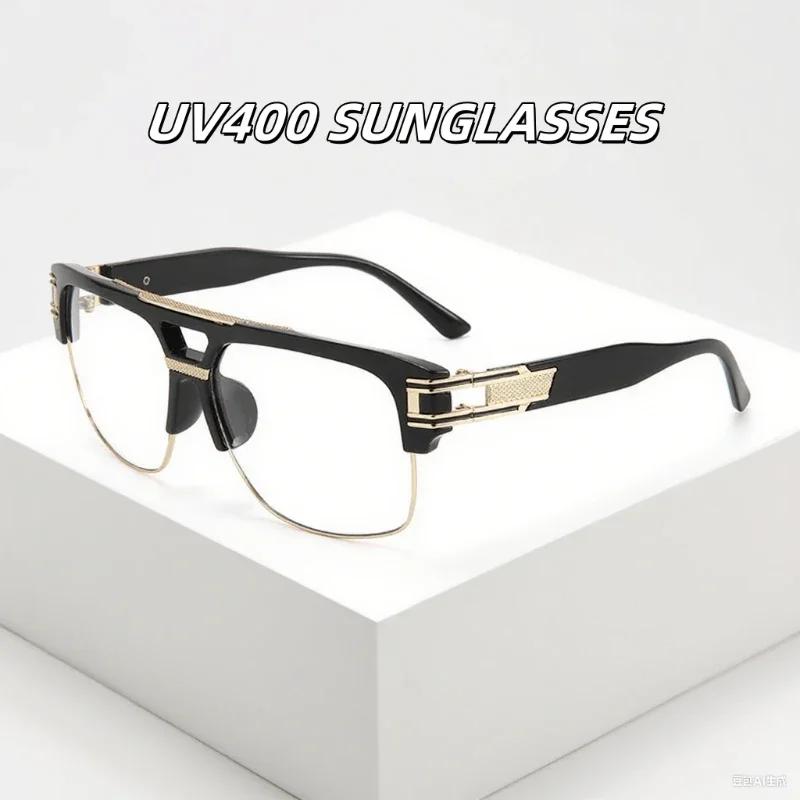 New Retro Oversized Frame Double Beam Sunglasses Neutral Fashion Outdoor Sports Sunscreen Glasses Fashion Trend Steampunk Sunglasses