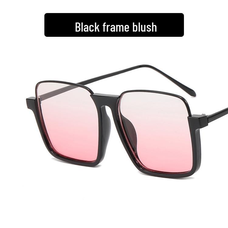 

2022 Retro Women s Large Square Slimming Blush Sunglasses: High-End Half-Frame Celebrity Style As Shown