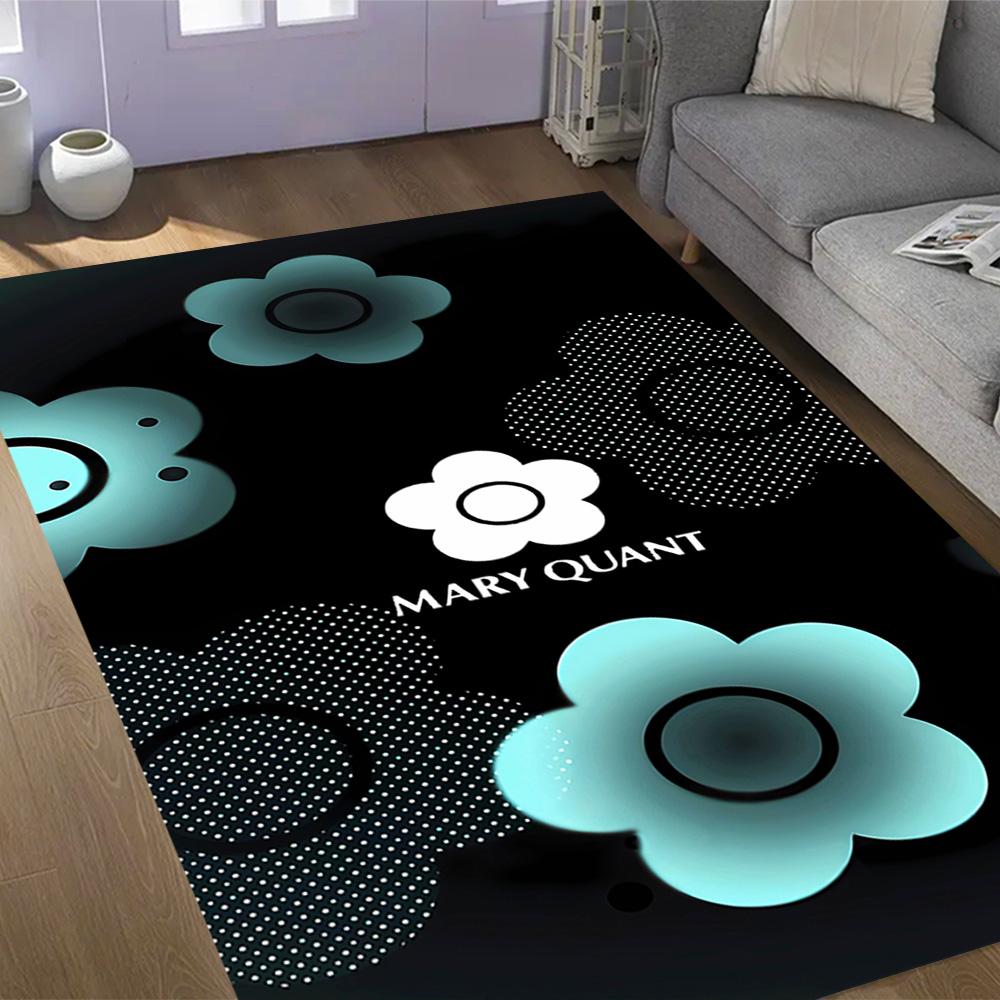 Mary Quant logo Themed Anti-Slip Rugs - Polyester Home Decor, Suitable for Bedrooms, Living Rooms, Doorways, Studios, and Decorations