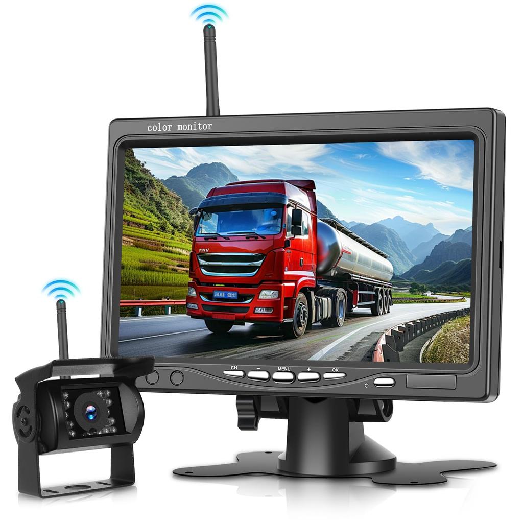 Hodozzy Wireless Backup Camera System HD Rear View Monitor with Blind Spot Super Night 1080P IP68 Waterproof Wireless Rear View Camera Wireless for