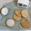 INS Simple Wooden Portable Mirror Portable Mini Small Sized Cosmetic Mirror Female Handheld Beauty Makeup Mirror Small Round Mirror