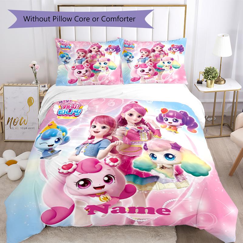 3pcs Custom Name Twinkle Catch Teenieping Bedding Set Duvet Cover Closure Includes 1 Duvet Cover & 2 Pillowcases, Soft and Comfortable for All Seasons
