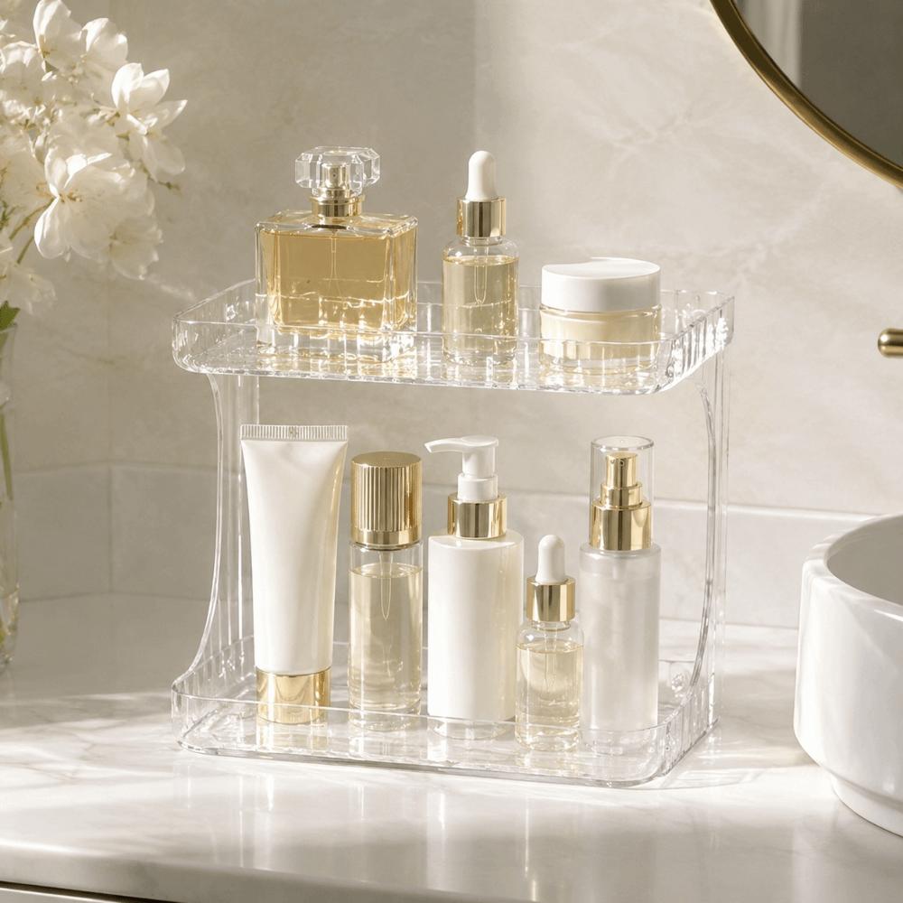 Large Capacity Bathroom Organizer Double Layer Makeup Storage Rack Kitchen Storage Box Bathroom