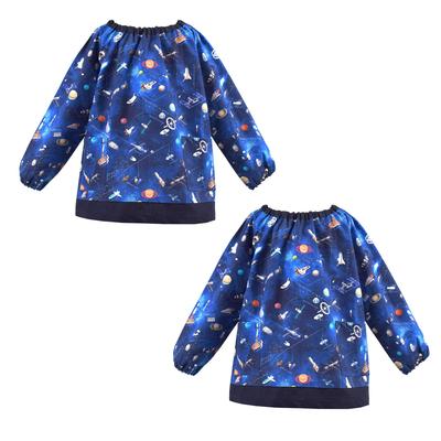 BUNTER Smock IM CANDY-STIL (120-130 cm) Future Planet Exploration und Raumschiff 2er Set Jungen Coole Kinder Langarm Kittel Kindergarten Schürze für