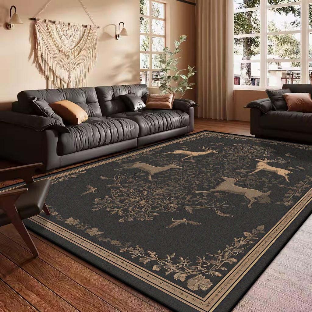 French Retro Style Creative Living Room Carpet Floral Pattern Kitchen Corridor Bedroom Mat Home Decoration Easy Care Sofa Rug