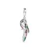 NEW Fine S925 Silver Pink Glass Flamingo Dangle Bead Pendat Fit Original  Bracelet Jewelry Shiny Colored Zircon Bird Charm