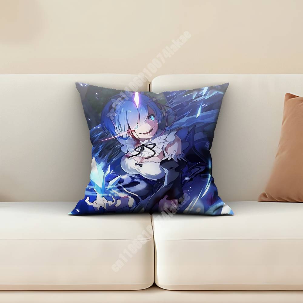 Rem Re Zero Pillow Cover Cushion Case Sofa Couch Modern Apartment Decor Family Furnishing